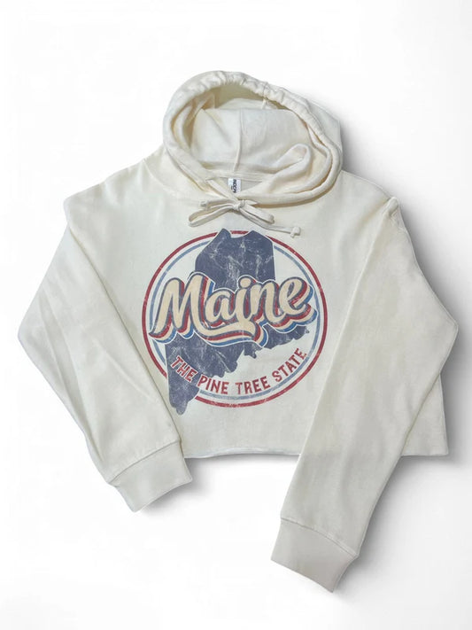 Women’s Lightweight Crop Hooded Sweatshirt Maine Print image 0